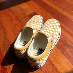 Vans Yellow Checkerboard Slip-Ons